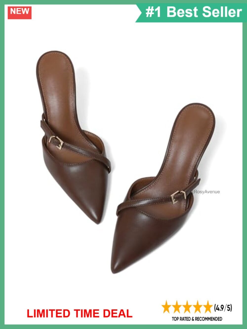 Kitten Heel Mules Pointed Toe PU Leather Slingback Dress Pumps
